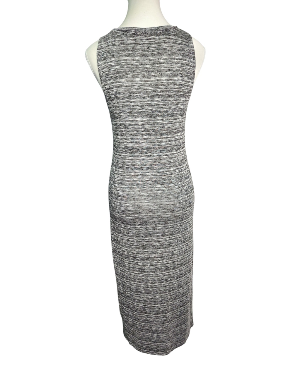 Ginger G Maxi Tank Dress Med Black Gray Marled Knit Sleeveless Stretch USA Y2K - Picture 4 of 12